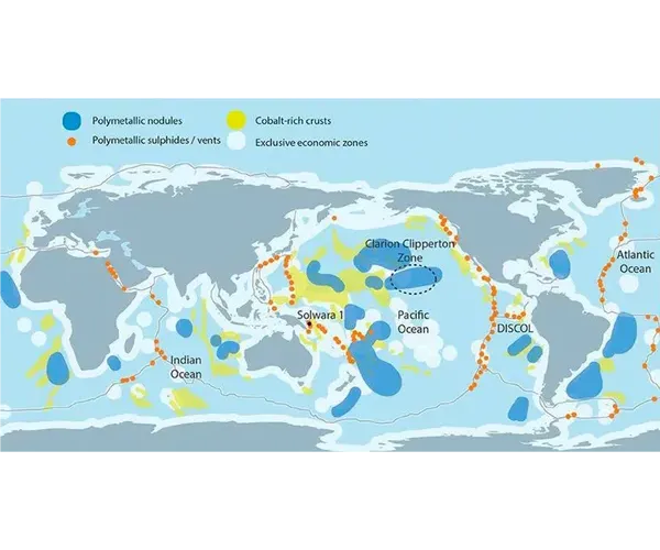 World map of subsea mineral resources